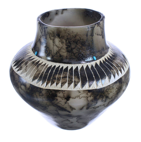Horse Hair Vase with Turquoise By Navajo Artist Tom Vail Jr. KX121238